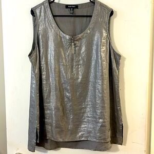 Silver Linen Plus Size, Sleeveless Top